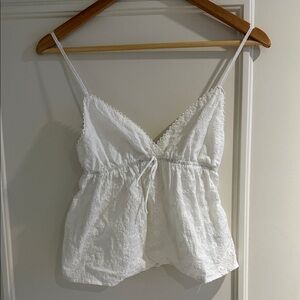 White Lace Trimmed Women's Top subdued